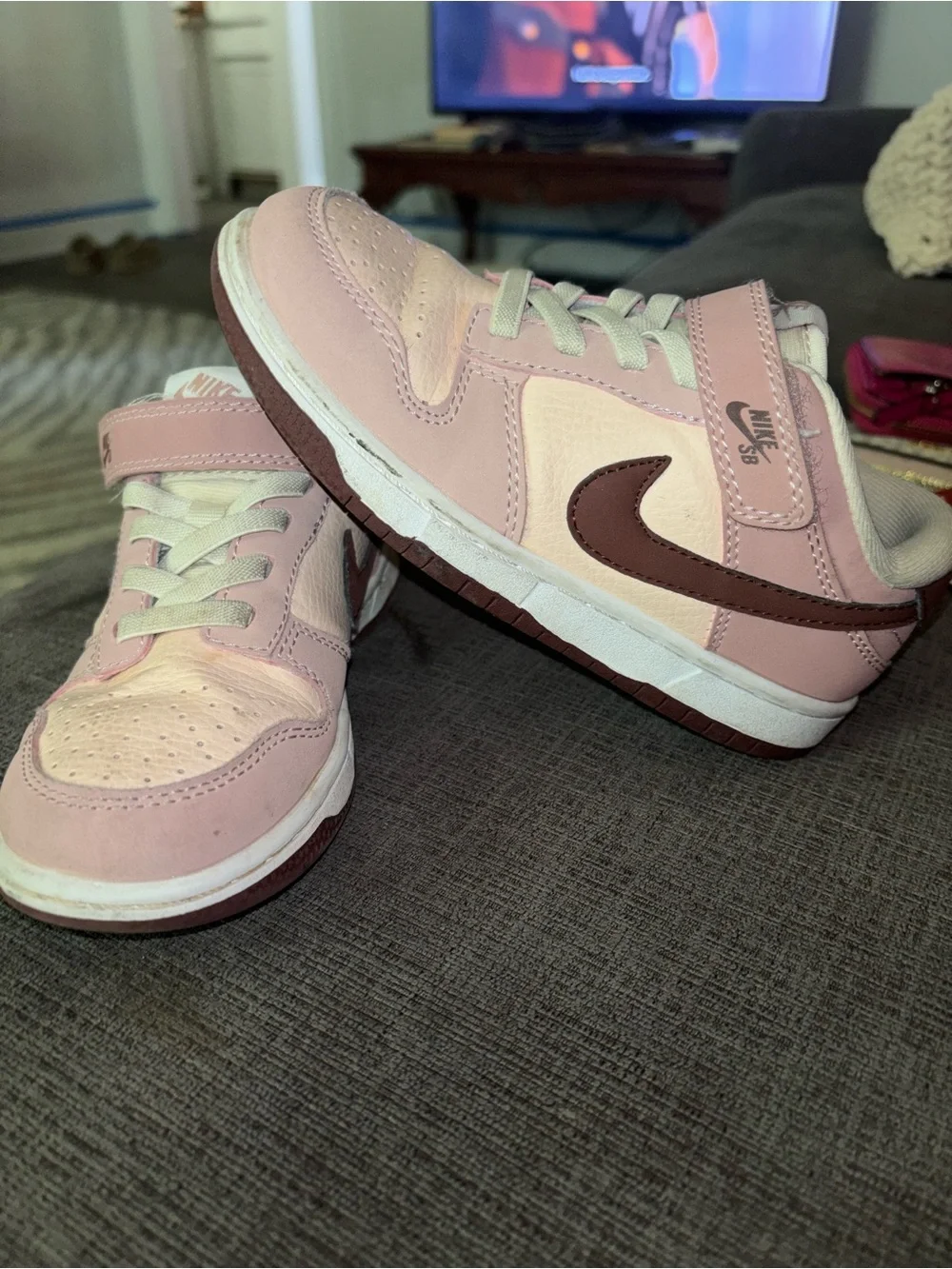 Nike Kids' Low-Top Sneakers in Light Pink and Brown 12.5